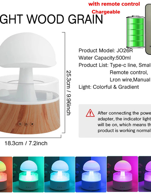 Load image into Gallery viewer, Mushroom Cloud Rain Humidifier Relaxing Raindrop Aromatherapy Machine Ultrasonic Atomization Humidification Colorful Night Light
