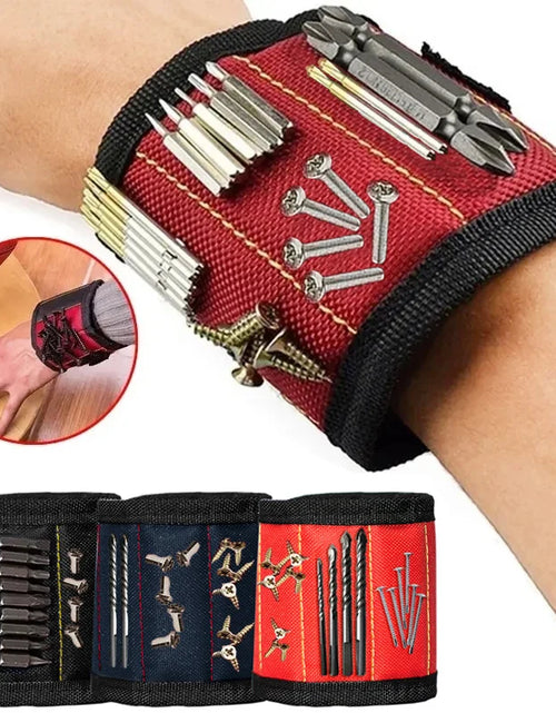 Load image into Gallery viewer, Strong Magnetic Wristband Portable Magnetic Wrist Strap Tool Bag for Holding Belt Screw Nail Nut Bolt Drill Bit Repair Tool Kit
