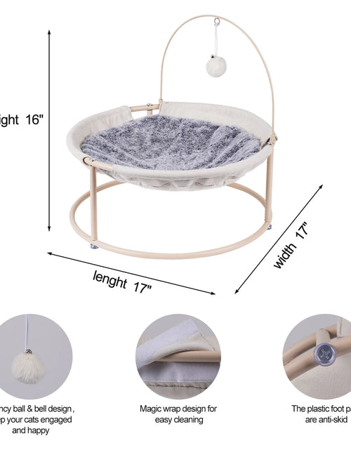 Load image into Gallery viewer, Cat Hammocks, Cat Beds with Bouncy Ball &amp; Bell, Detachable Pet Hammock Bed, Portable Indoor/Outdoor Pet Bed, Soft &amp; Comfortable Elevated Cat Bed for Cats and Small Dogs, Off-White
