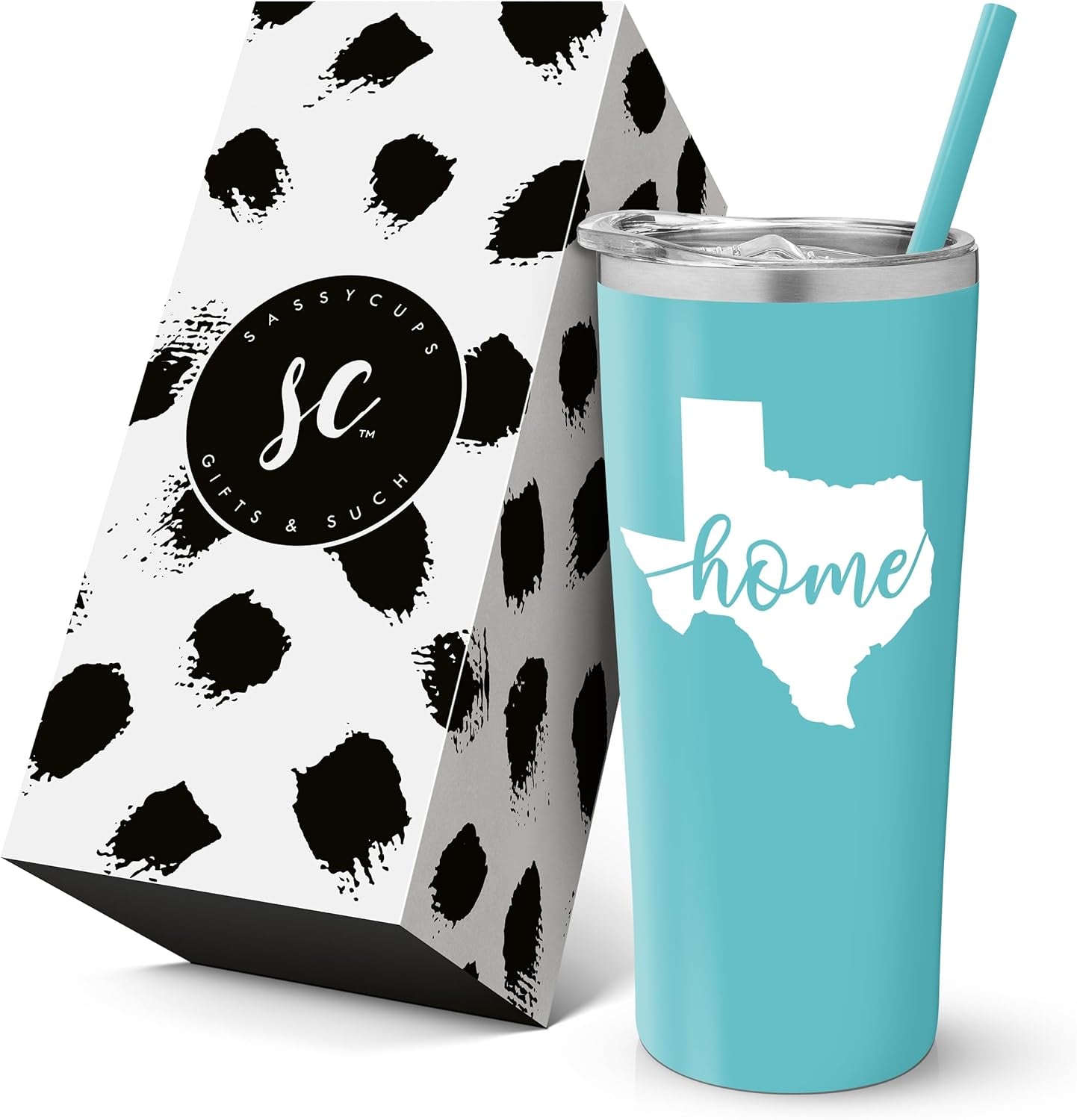 Texas Mug | Vacuum Insulated Stainless Steel Texas Tumbler Cup | Texas Theme Graduation | Moving Away Travel Mug for Texans | Texas Coffee Cup | Texas Home Decor (22 Ounce, Aqua Blue)