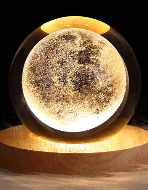 Load image into Gallery viewer, 3D Crystal Ball LED Night Light Glowing Planetary Galaxy Lamp for Home Bedrom Desk Creative Decor Gift Planet Moon Bedside Lamp
