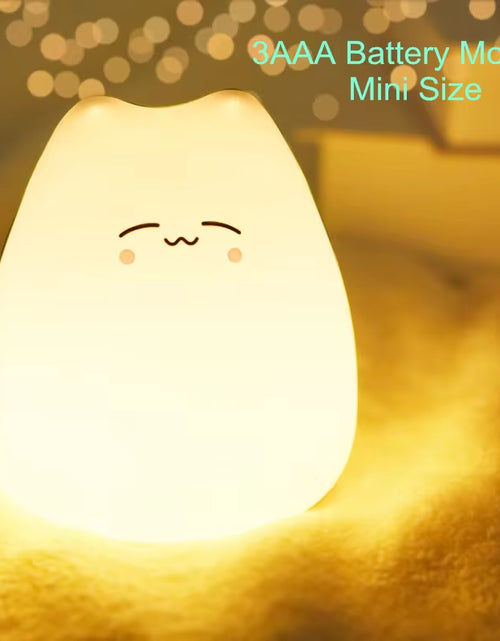 Load image into Gallery viewer, Mini Kawaii Popular Cat Baby Night Lamp 7-Color Pat Touch Color-Changing Eye Protection Bedroom Bedside Nightlight Gift Children
