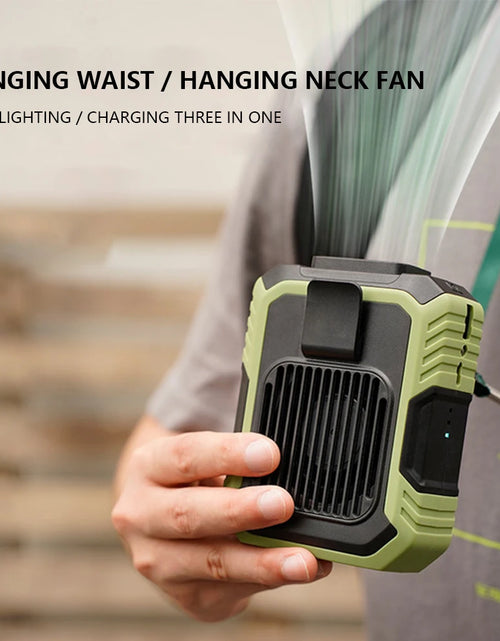 Load image into Gallery viewer, Portable Waist Fan USB Rechargeable Hanging Neck Fan 4000Mah Mini Electric Fans Outdoor Sports Waist Clip on Fan with Power Bank
