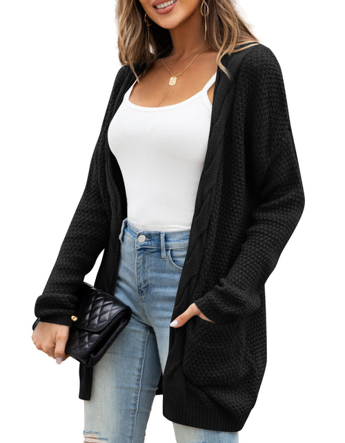 Load image into Gallery viewer, Women Cardigan Sweater Chunky Cable Knit Loose Cardigan with Pockets S-XXL
