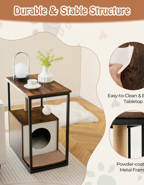 Load image into Gallery viewer, Cat Furniture End Table Cat House with Scratching Post
