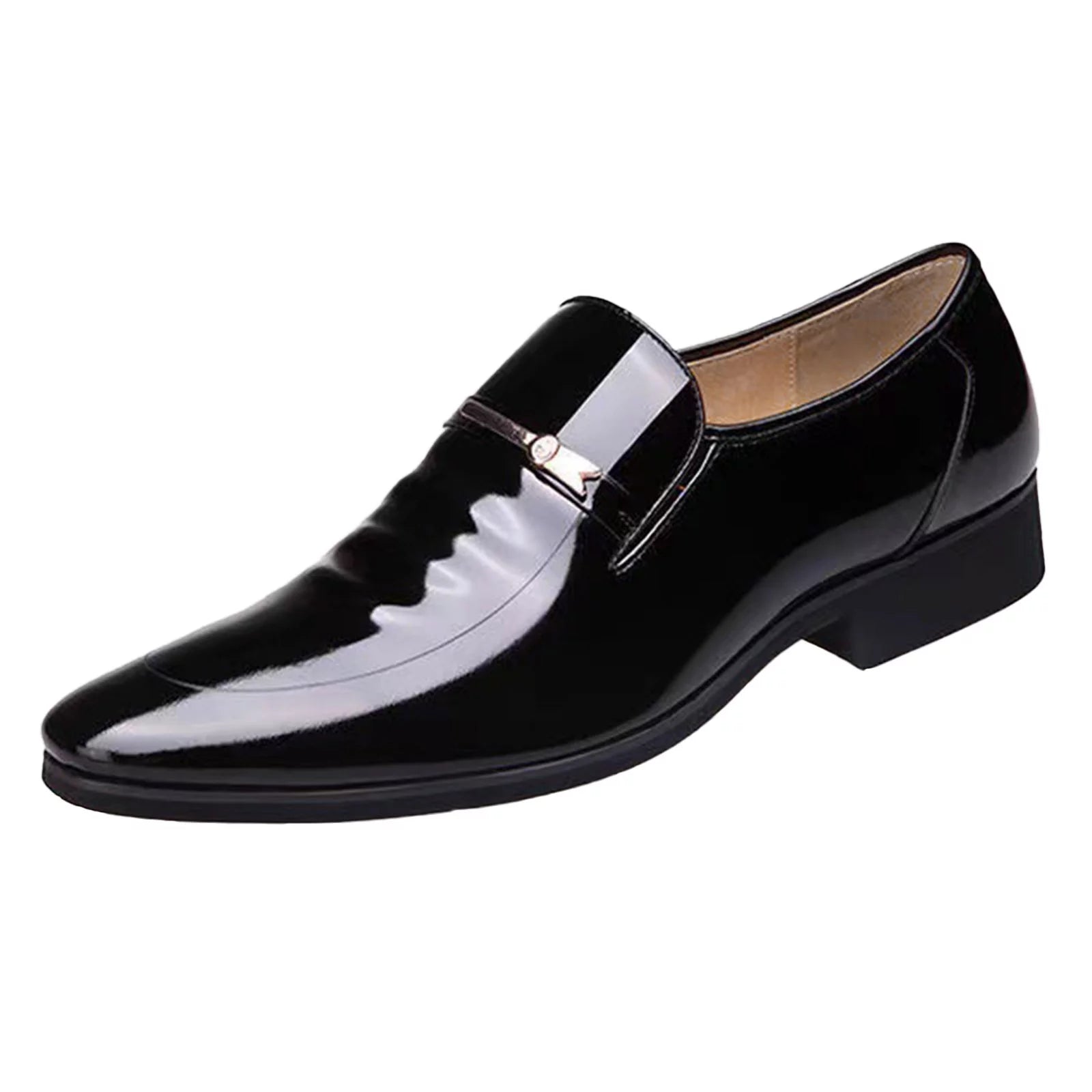 Adult Men Shoes Extra Wide Shoes for Men Leather Classic Style Mens Shoes Fashion Metal Strip Decoration Leather Shoe Horn for Men Black 10.5