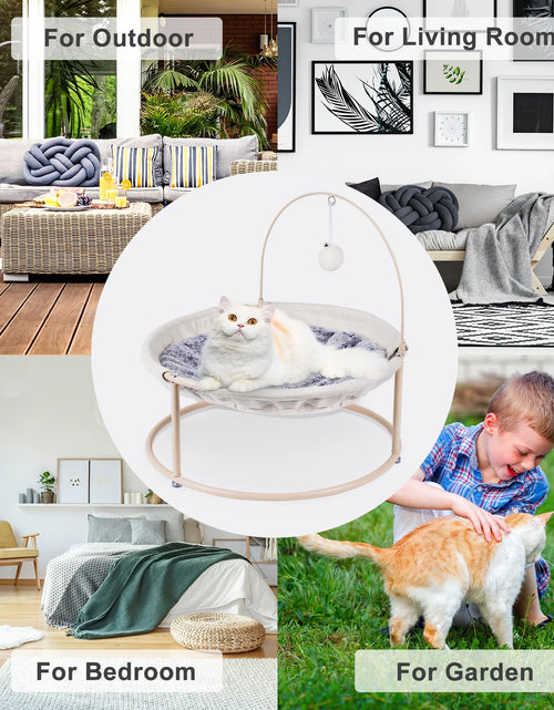 Load image into Gallery viewer, Cat Hammocks, Cat Beds with Bouncy Ball &amp; Bell, Detachable Pet Hammock Bed, Portable Indoor/Outdoor Pet Bed, Soft &amp; Comfortable Elevated Cat Bed for Cats and Small Dogs, Off-White
