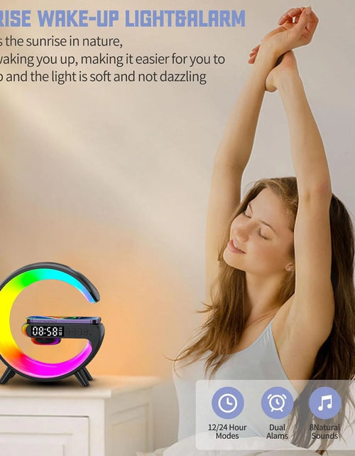 Load image into Gallery viewer, Wireless Charger Lamp Bluetooth Speaker Music Clock Alarm Key and APP Control
