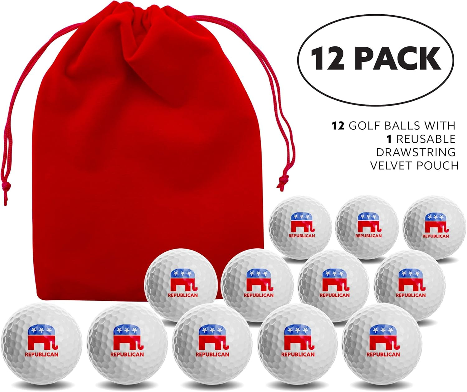 Republican Golf Balls with Red Tee Pouch