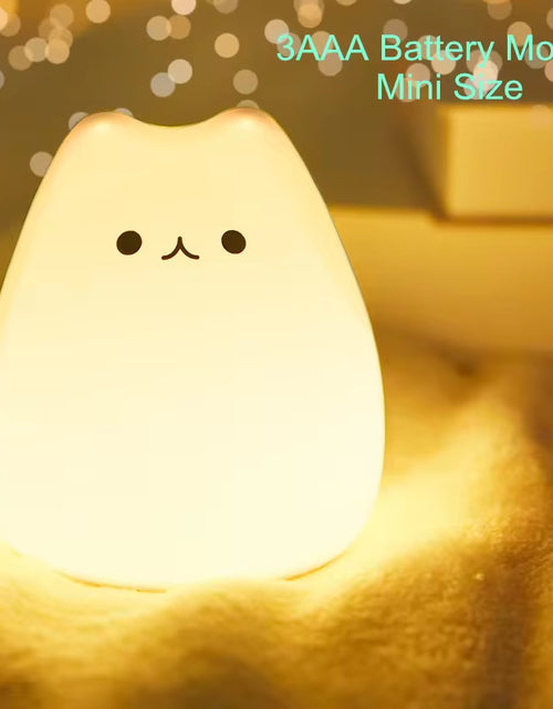 Load image into Gallery viewer, Mini Kawaii Popular Cat Baby Night Lamp 7-Color Pat Touch Color-Changing Eye Protection Bedroom Bedside Nightlight Gift Children
