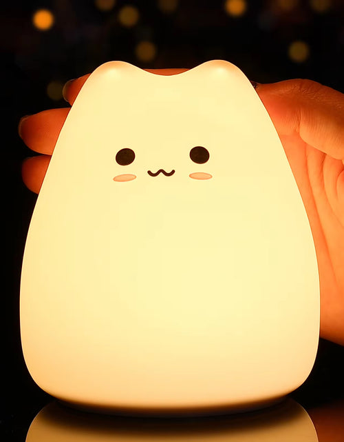 Load image into Gallery viewer, Mini Kawaii Popular Cat Baby Night Lamp 7-Color Pat Touch Color-Changing Eye Protection Bedroom Bedside Nightlight Gift Children
