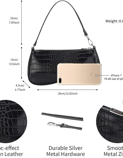 Load image into Gallery viewer, 90S Shoulder Bag for Women Vegan Leather Crocodile Purse Classic Clutch Handbag
