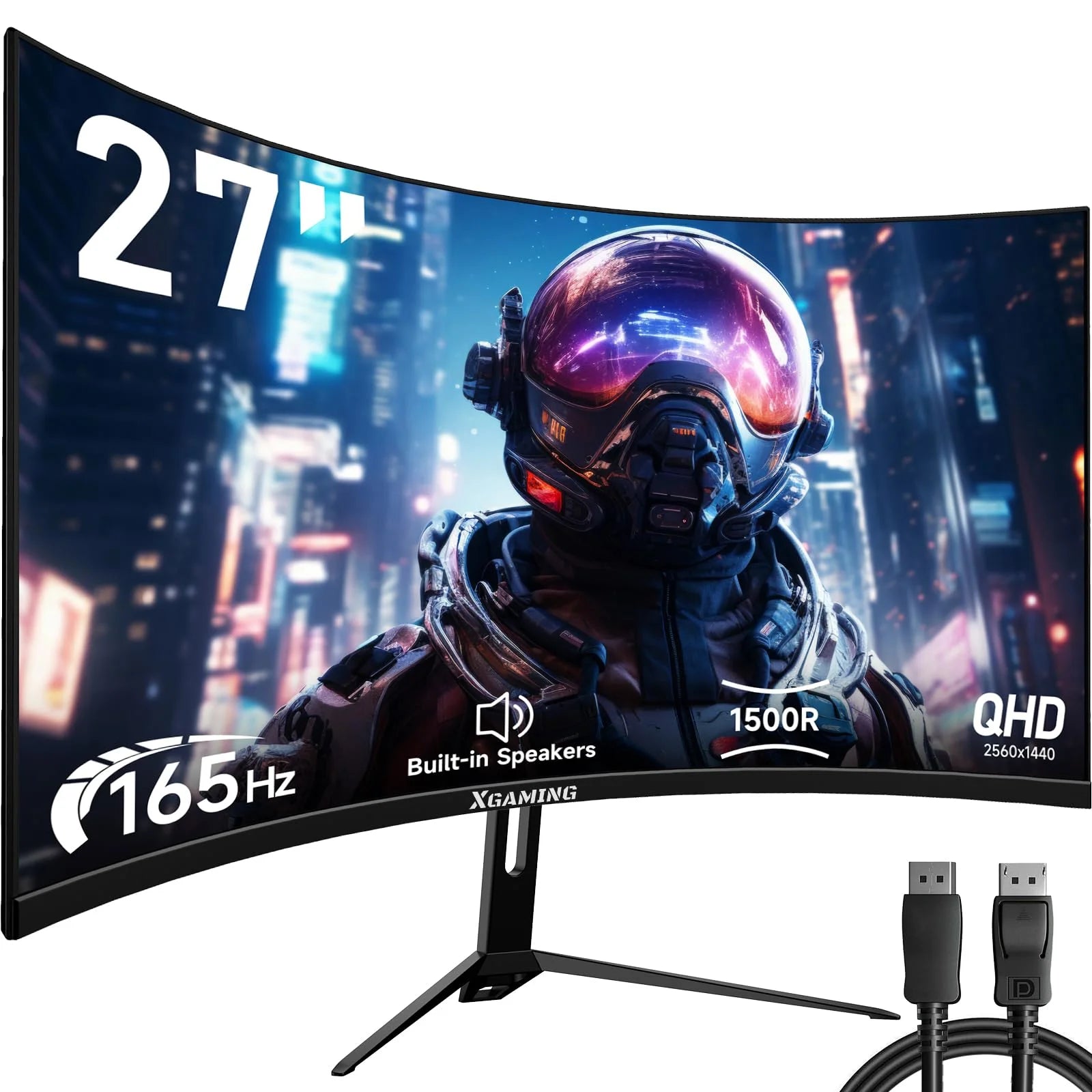 34" 165Hz Ultrawide Curved Gaming Monitor, WQHD 3440 * 1440P Computer Monitor, 1440P Monitor, 21:9,1500R, 1Ms(Gtg) with Adaptive Sync, DP& HDMI Port, 2*Speaker, Black