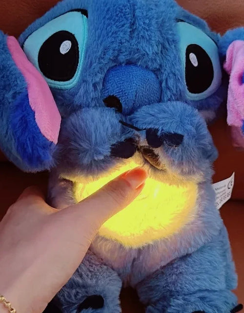 Load image into Gallery viewer, Kawaii Stitch Plush Doll Baby Sleeping Companion Sound Soothing Musical Kawaii with Air Bag and Light Doll Breathing Toys Gifts
